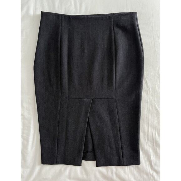 Zara Basics Pencil Skirt Women’s Size L Gray Career Side Zip Back Slit - Picture 2 of 8